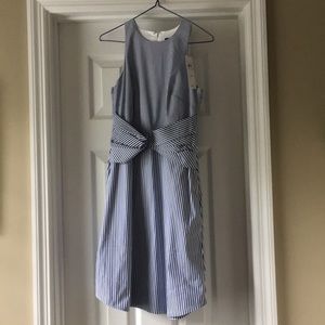 NWT Ann Taylor Striped Poplin Twist Front Dress 00